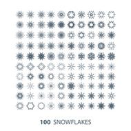 vector set of 100 graceful snowflakes