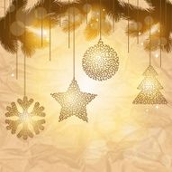 Elegant Christmas background with gold evening balls N3