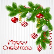 Merry Christmas vector background with glossy balls N5
