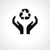 Reuse sign on hand silhouette