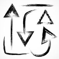 Vector set of triangle brush strokes arrows