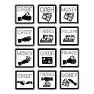 Business icon headers composed of banknotes