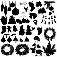 Vector silhouette elements of a new year