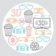 Background of movie elements and cinema icons