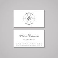 Handmade workshop business card design concept Hand and rays