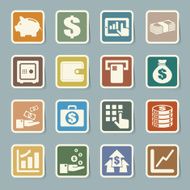 Finance and money sticker icon set