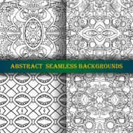 Vector Set of 4 Seamless Monochrome Abstract Pattern N20