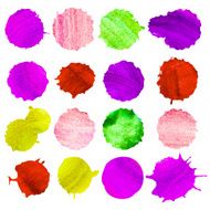 set of watercolor spots by different colors rainbow