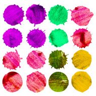 16 circle form brush stroke Rounded colored shapes on white N2