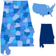 Alabama state &amp; counties map