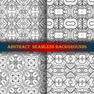 Vector Set of 4 Seamless Monochrome Abstract Pattern N23