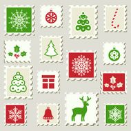 Set of winter postal stamps