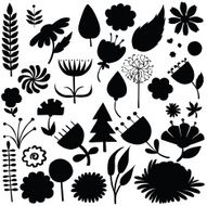 Vector silhouette of different flowers N9