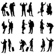 Vector silhouette of business people N102