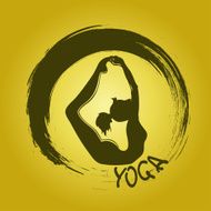 Yoga label with Zen symbol and Bow pose