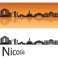 Nicosia skyline in orange background
