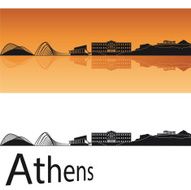 Athens skyline in orange background