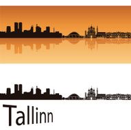 Tallinn skyline in orange background
