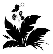 Plant and butterfly silhouette