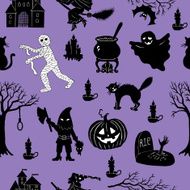 Seamless Halloween set and pattern
