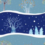 vector watercolor trees seamless pattern N9