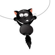Funny black cat Vector illustration