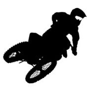 Black silhouettes Motocross rider on a motorcycle N7