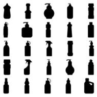 Set of silhouettes containers and bottles household chemicals