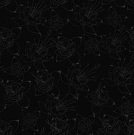 seamless black background with gray flowers