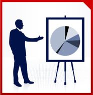 Business man on background with financial pie chart N3
