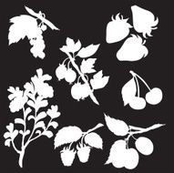 Vector silhouette of different berries N3