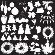 Vector silhouette elements of a new year N2