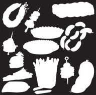vector silhouette of various foods