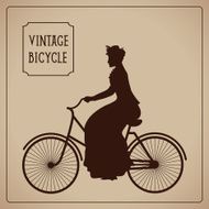 Woman riding bicycle Vintage vector illustration