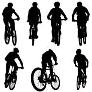 Silhouettes of Mountain Bikers N2