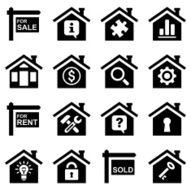 real estate icon set black