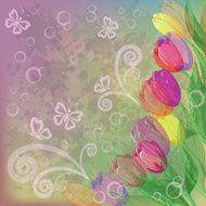 Flowers tulips on abstract background N3