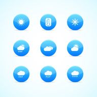 Set of blue glossy weather icons