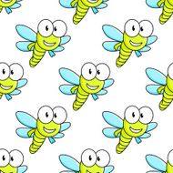 Colorful dragon fly seamless pattern