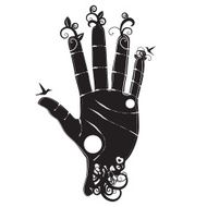 human hand sihloette with abstract decorative elements
