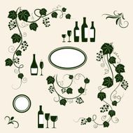 Winery design objects silhouettes set