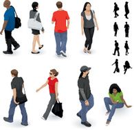 Eight simplified people