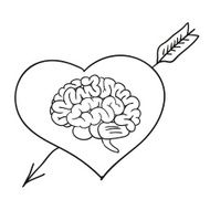 Valentine card with brain vector N2