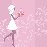 Silhouette of a girl with gifts N2