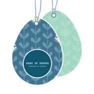 Vector blloming vines stripes Easter egg shaped tags set template N2