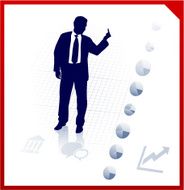 business man holding a middle finger on corporate background