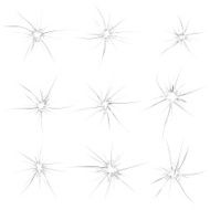 Set of radial cracks on broken glass