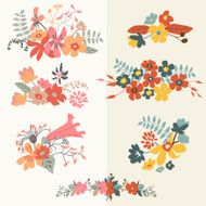 Set of seven cute floral bouquets