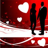 Sexy young couple on red Valentine&#039;s Day background N2