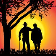Vector silhouette of old people N191